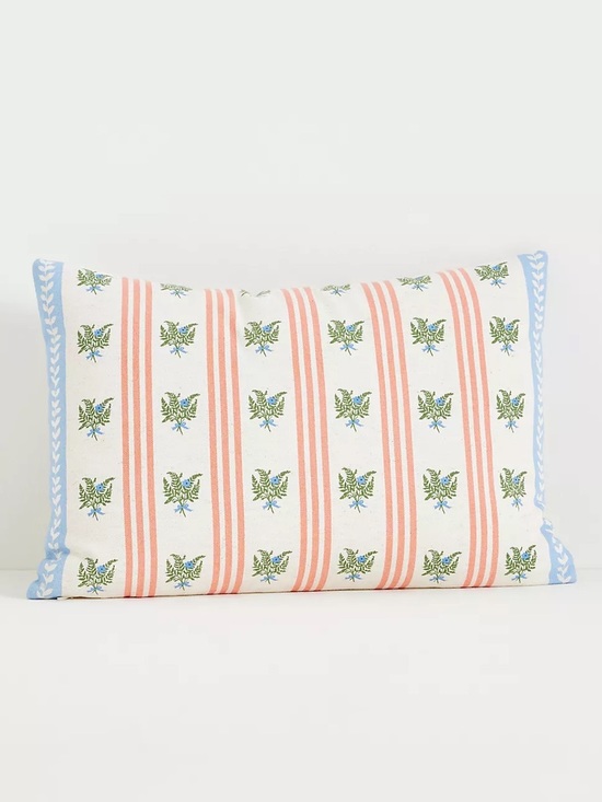 Anthropologie Other - New Anthropologie Tess Cotton Screen Printed Floral Striped Pillow
